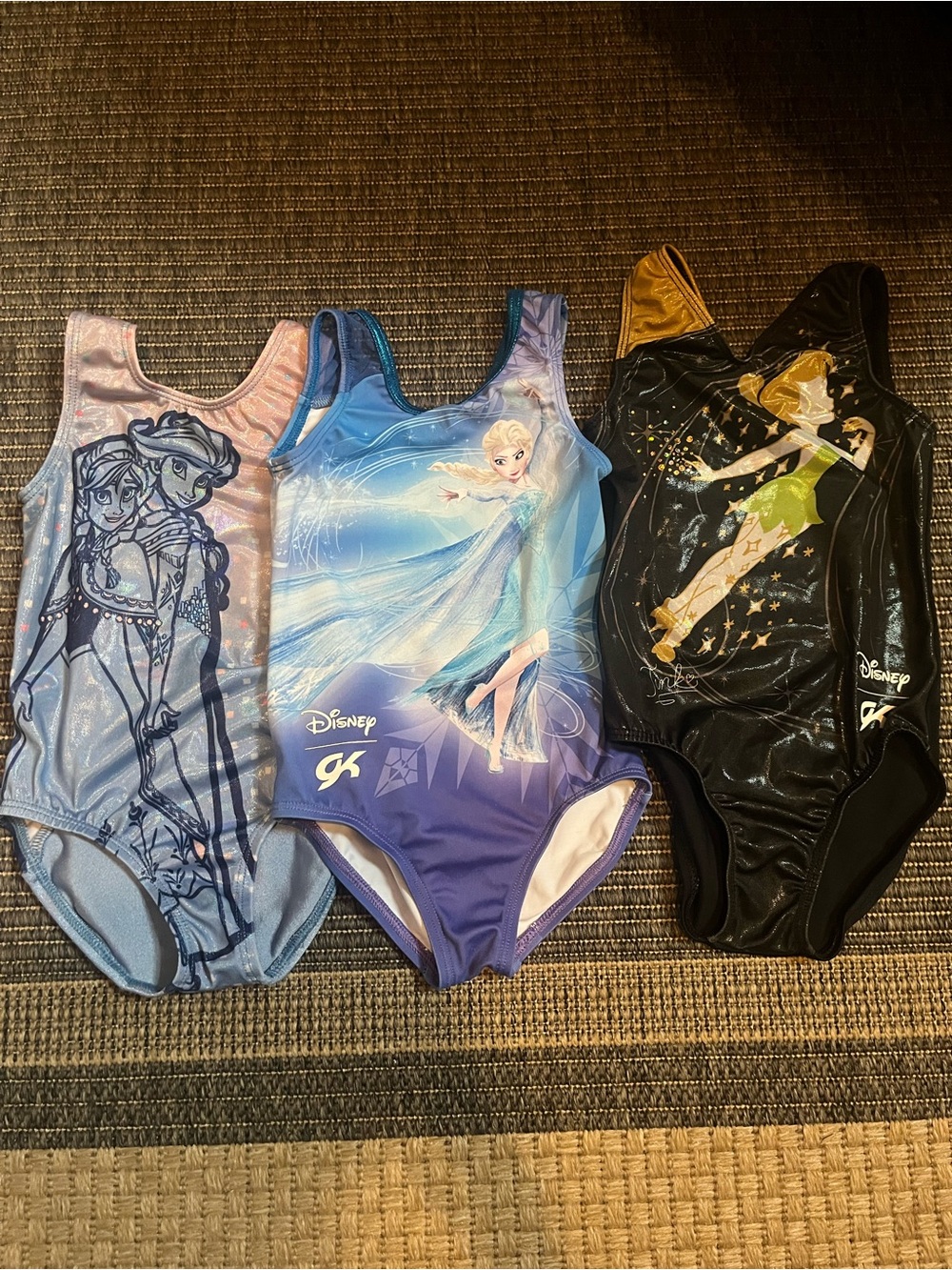 3 GK Disney Girls' Frozen & Tinker Bell Gymnastics Leotards Childs Small